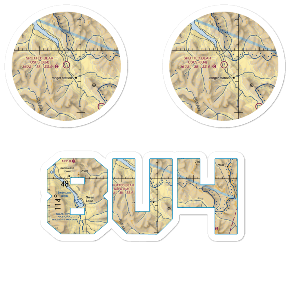 Spotted Bear /Usfs/ Airport (8U4) VFR Sectional Sticker Pack 