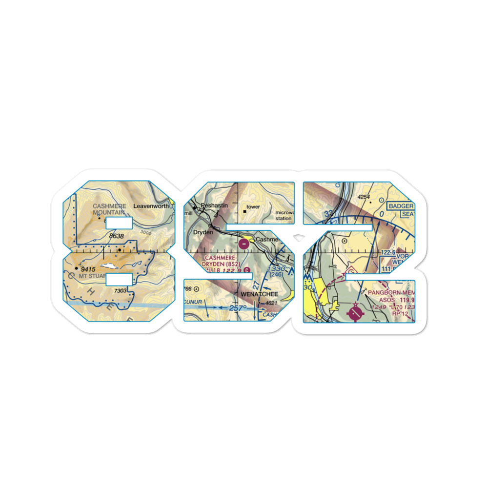 Cashmere-Dryden Airport (8S2) VFR Sectional Sticker 