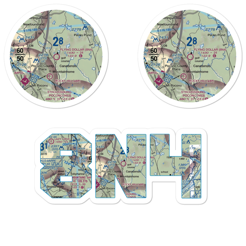 Flying Dollar Airport (8N4) VFR Sectional Sticker Pack 