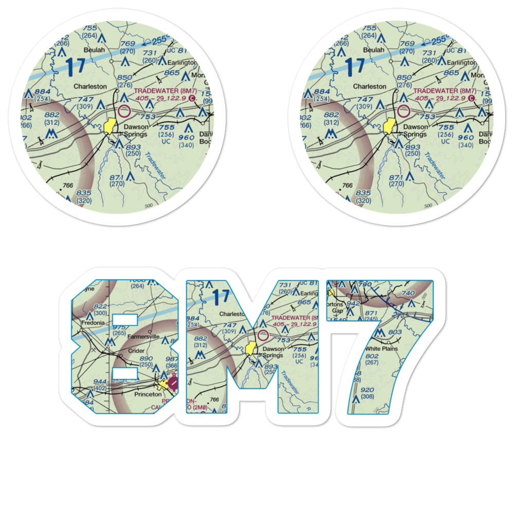 Tradewater Airport (8M7) VFR Sectional Sticker Pack 