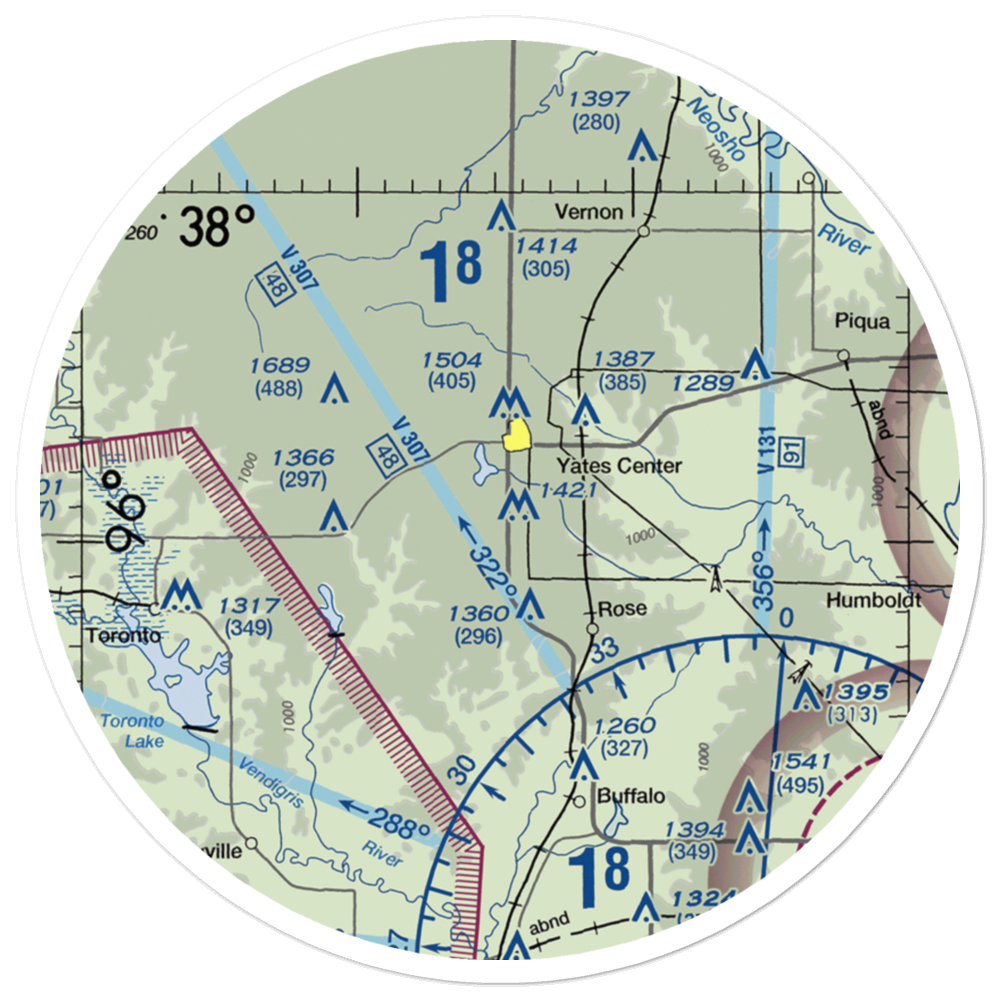 Yates Center Airport (8K5) VFR Sectional Sticker (30 mile) 