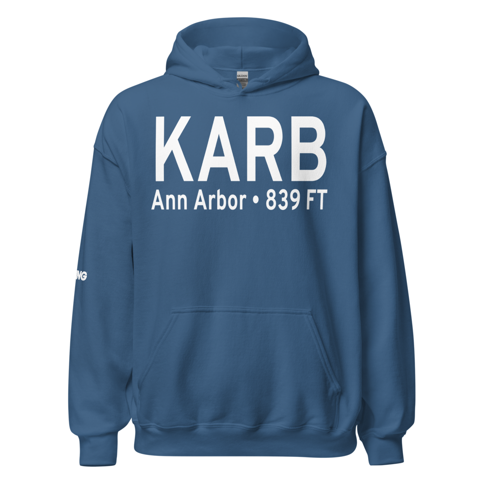 Ann Arbor Municipal Airport (KARB) ICAO Hoodie Sweatshirt 