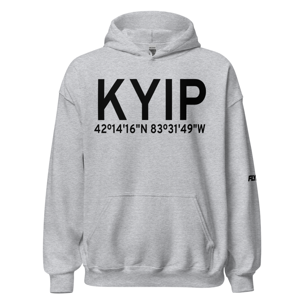 Willow Run Airport (KYIP) ICAO Hoodie Sweatshirt 