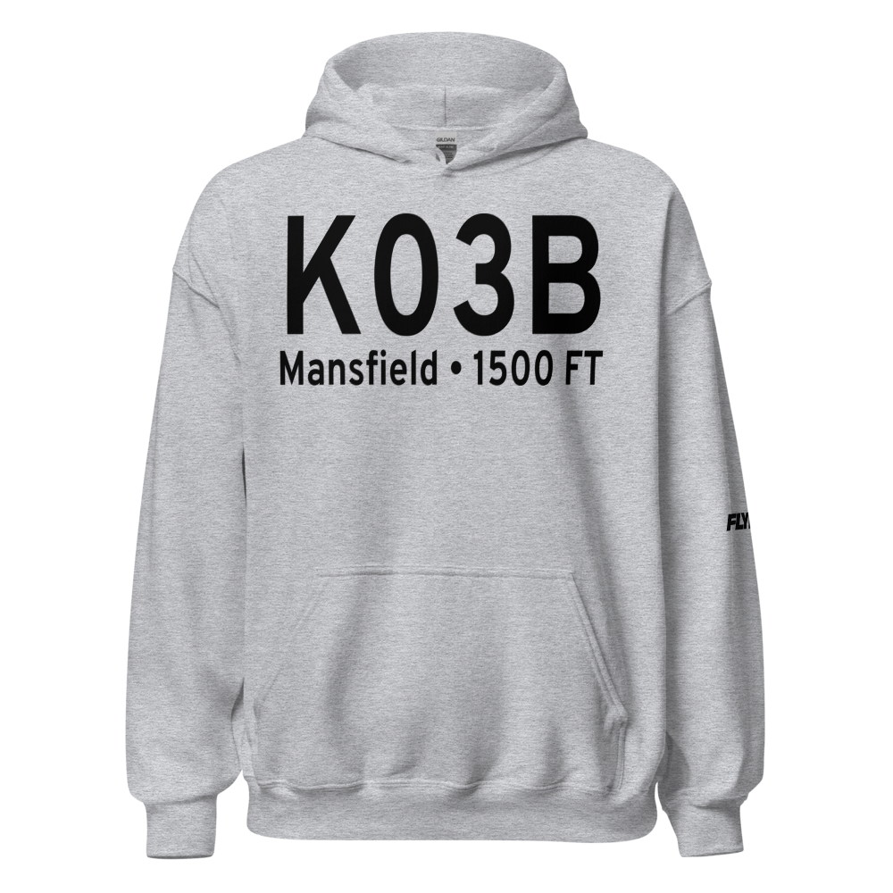 Mansfield Municipal Airport (K03B) ICAO Hoodie Sweatshirt 