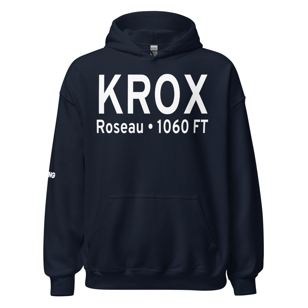Roseau Municipal Rudy Billberg Field (KROX) ICAO Hoodie Sweatshirt 