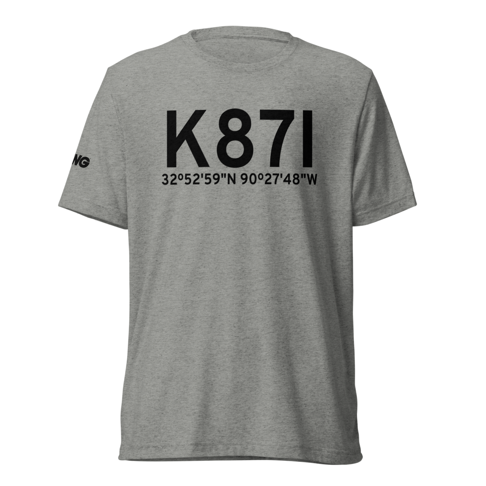 Yazoo County Airport (K87I) ICAO Tri-blend T-Shirt 