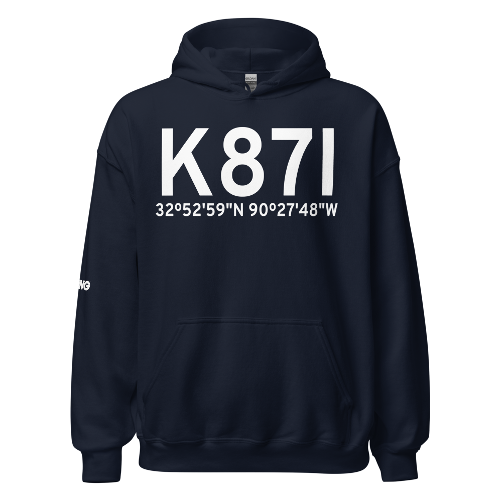Yazoo County Airport (K87I) ICAO Hoodie Sweatshirt 