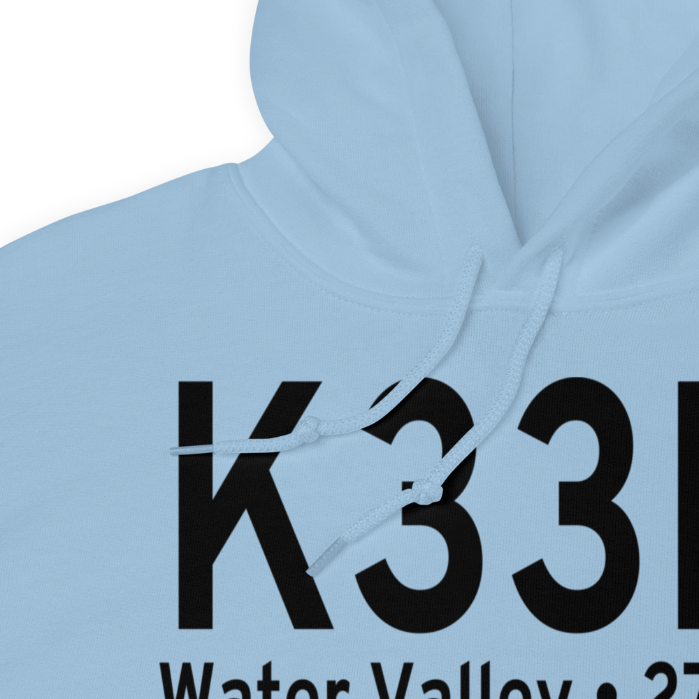 Water Valley Municipal Airport (K33M) ICAO Hoodie Sweatshirt 