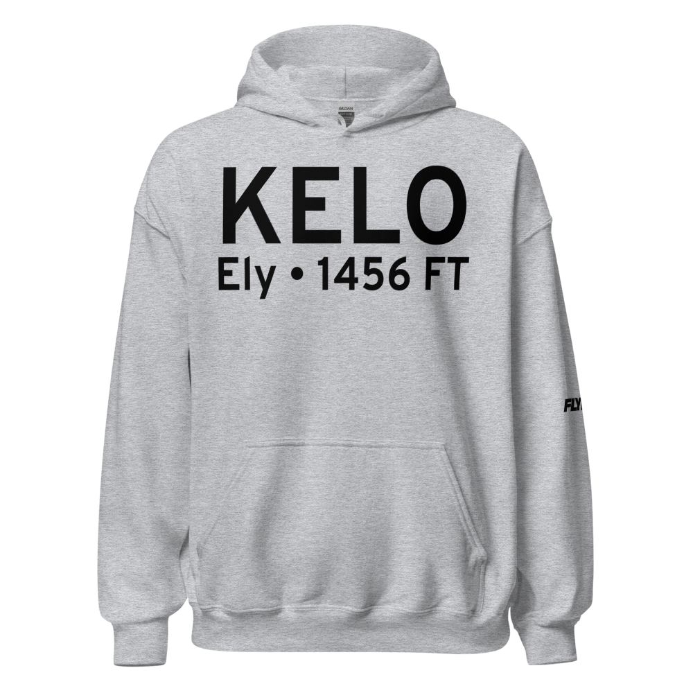 Ely Municipal Airport (KELO) ICAO Hoodie Sweatshirt 