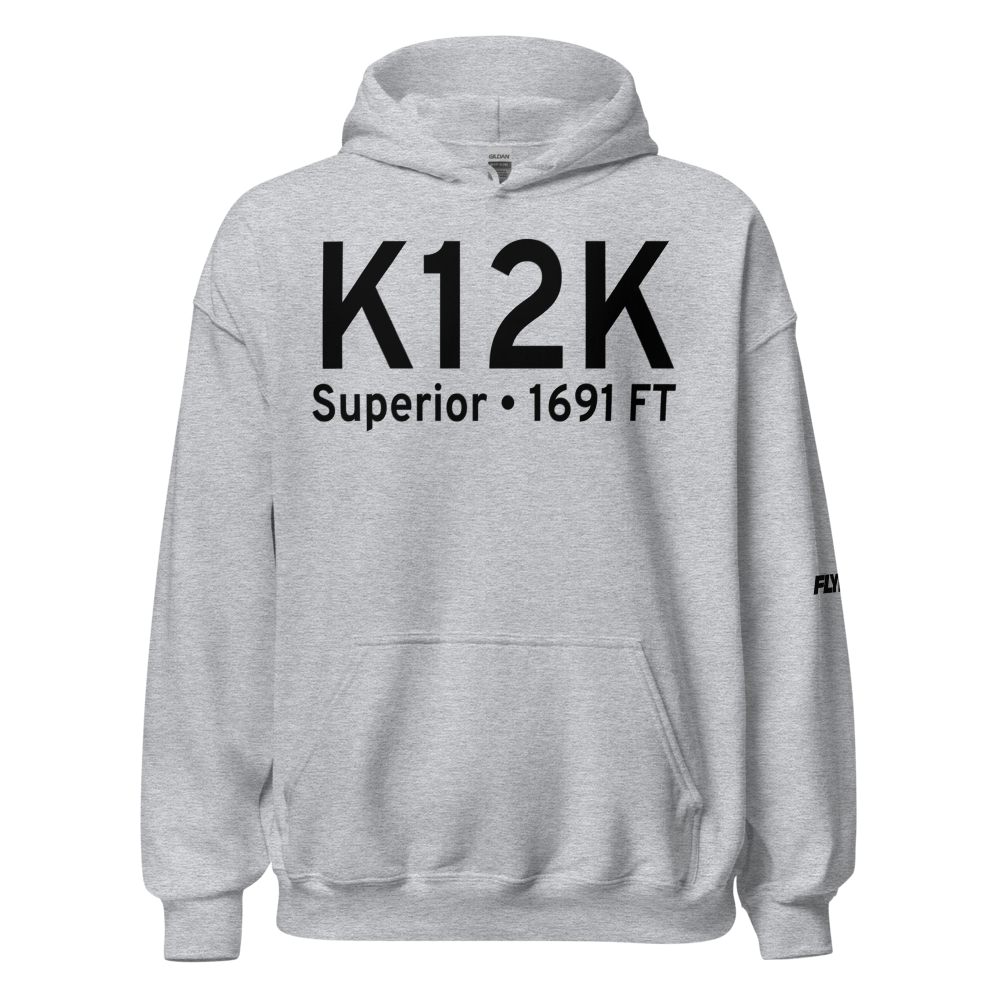 Superior Municipal Airport (K12K) ICAO Hoodie Sweatshirt 
