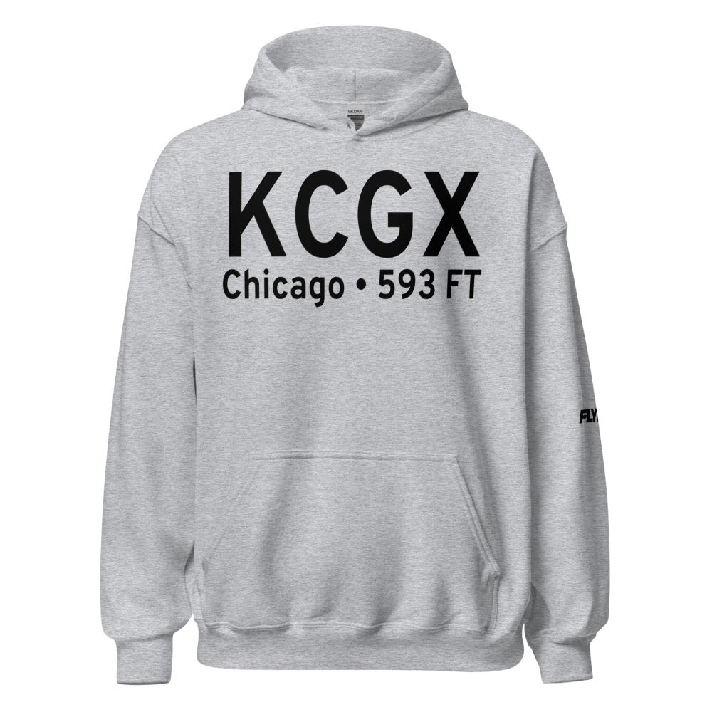 Chicago Meigs Airport (KCGX) ICAO Hoodie Sweatshirt 