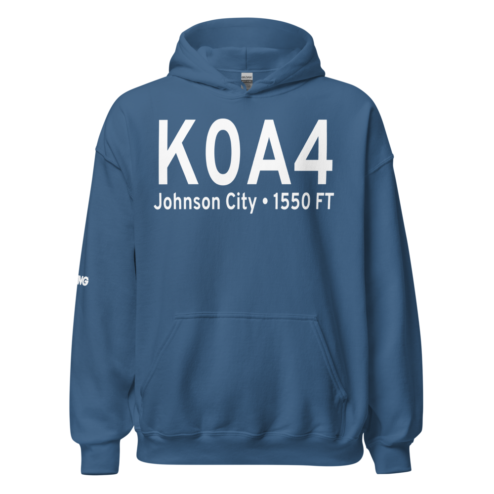 Johnson City Stolport Airport (K0A4) ICAO Hoodie Sweatshirt 