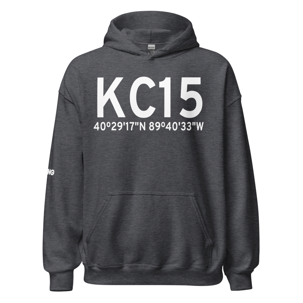 Pekin Municipal Airport (KC15) ICAO Hoodie Sweatshirt 