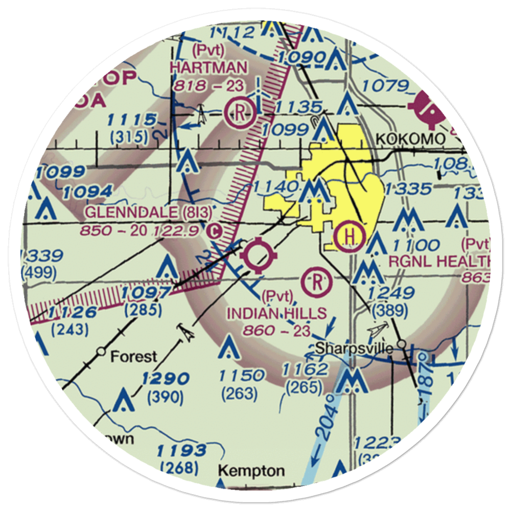 Glenndale Airport (8I3) VFR Sectional Sticker (20 mile) 