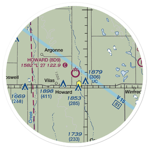 Howard Municipal Airport (8D9) VFR Sectional Sticker (20 mile)