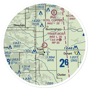 Traer Municipal Airport (8C6) VFR Sectional Sticker (20 mile)