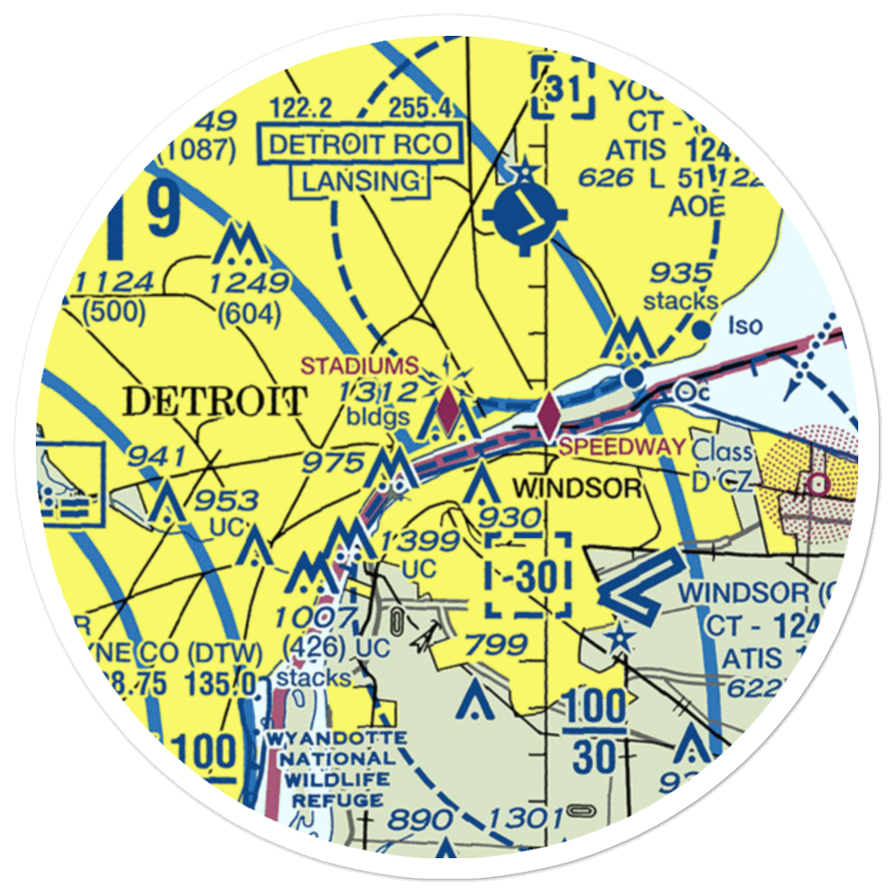 Cobo Hall Heliport (84G) VFR Sectional Sticker (20 mile) 