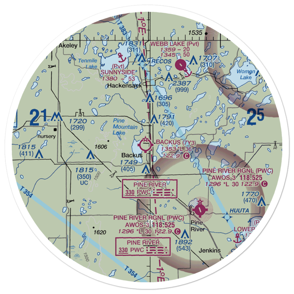 Backus Municipal Airport (7Y3) VFR Sectional Sticker (30 mile) 