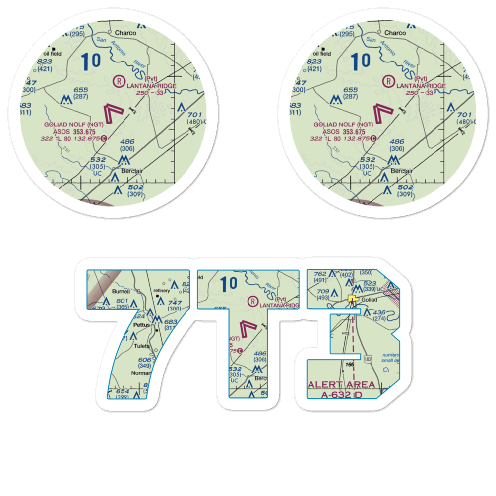 Goliad County Industrial Airpark (7T3) VFR Sectional Sticker Pack 