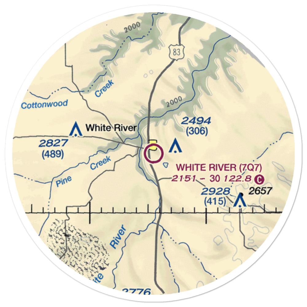 White River Municipal Airport (7Q7) VFR Sectional Sticker (20 mile) 