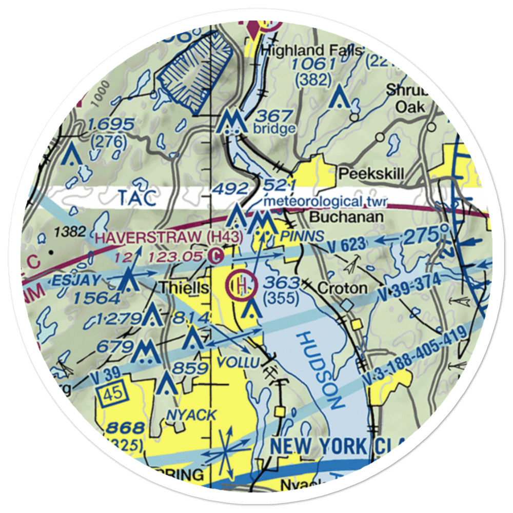 Peekskill Seaplane Base (7N2) VFR Sectional Sticker (20 mile) 