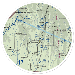 Princeton-Kauffman Memorial Airport (7MO) VFR Sectional Sticker (30 mile)
