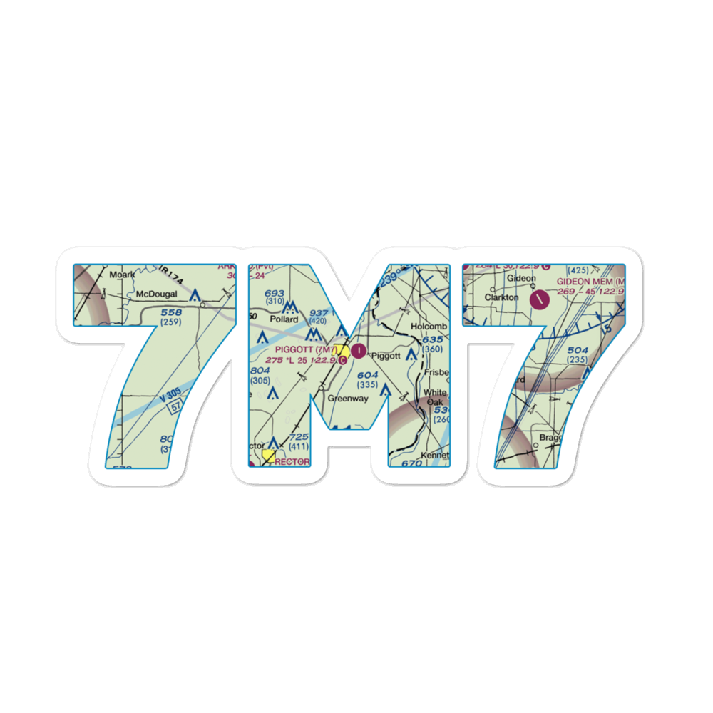 Piggott Municipal Airport (7M7) VFR Sectional Sticker 