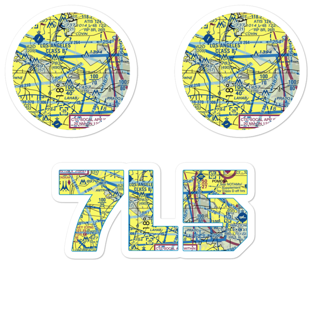 L A County Sheriff's Department Heliport (7L5) VFR Sectional Sticker Pack 