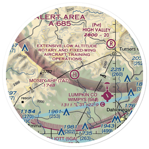 Mosby Army Heliport (7A7) VFR Sectional Sticker (20 mile)