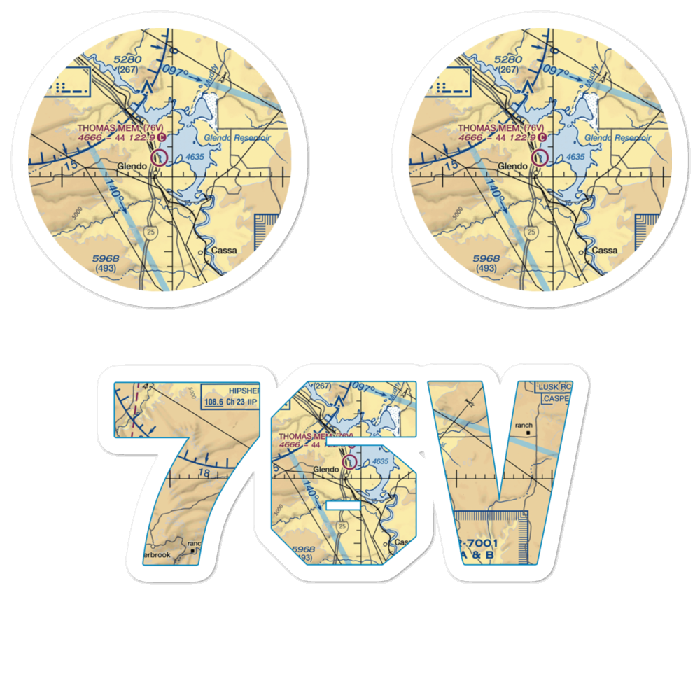 Thomas Memorial Airport (76V) VFR Sectional Sticker Pack 