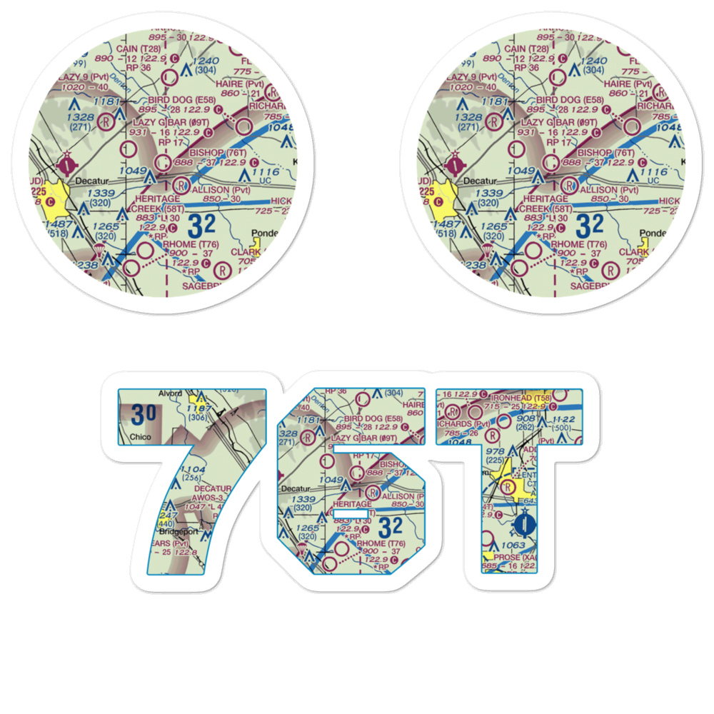 Bishop Airport (76T) VFR Sectional Sticker Pack 