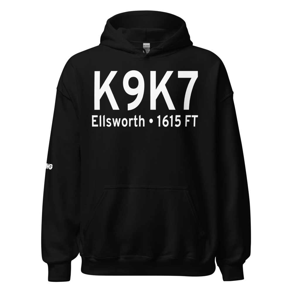Ellsworth Municipal Airport (K9K7) ICAO Hoodie Sweatshirt 
