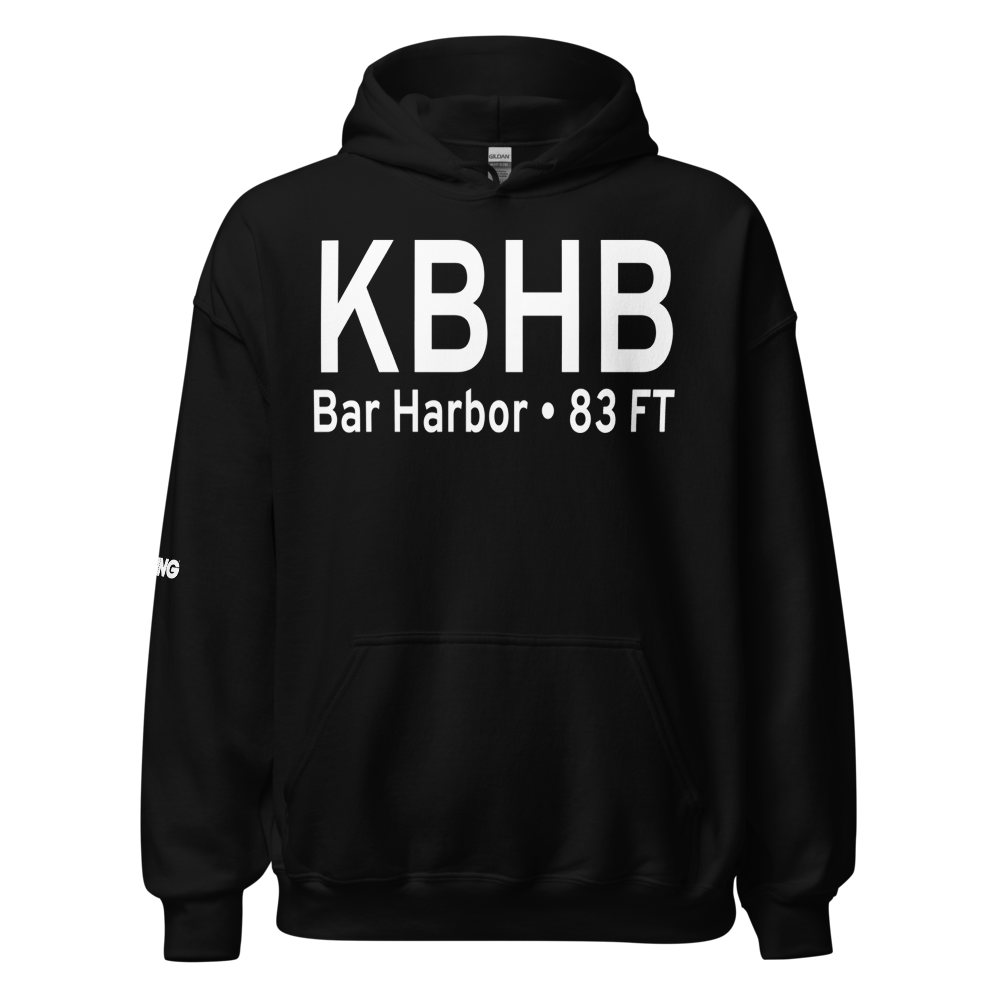 Hancock County-Bar Harbor Airport (KBHB) ICAO Hoodie Sweatshirt 