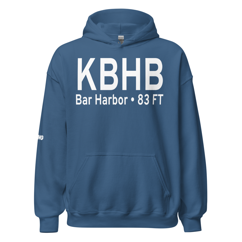 Hancock County-Bar Harbor Airport (KBHB) ICAO Hoodie Sweatshirt 