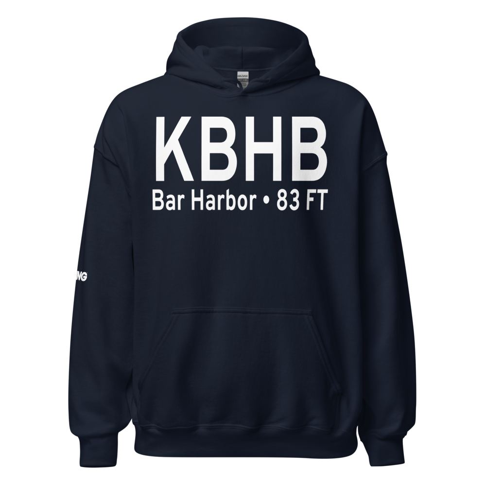 Hancock County-Bar Harbor Airport (KBHB) ICAO Hoodie Sweatshirt 