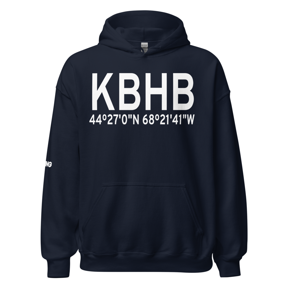 Hancock County-Bar Harbor Airport (KBHB) ICAO Hoodie Sweatshirt 