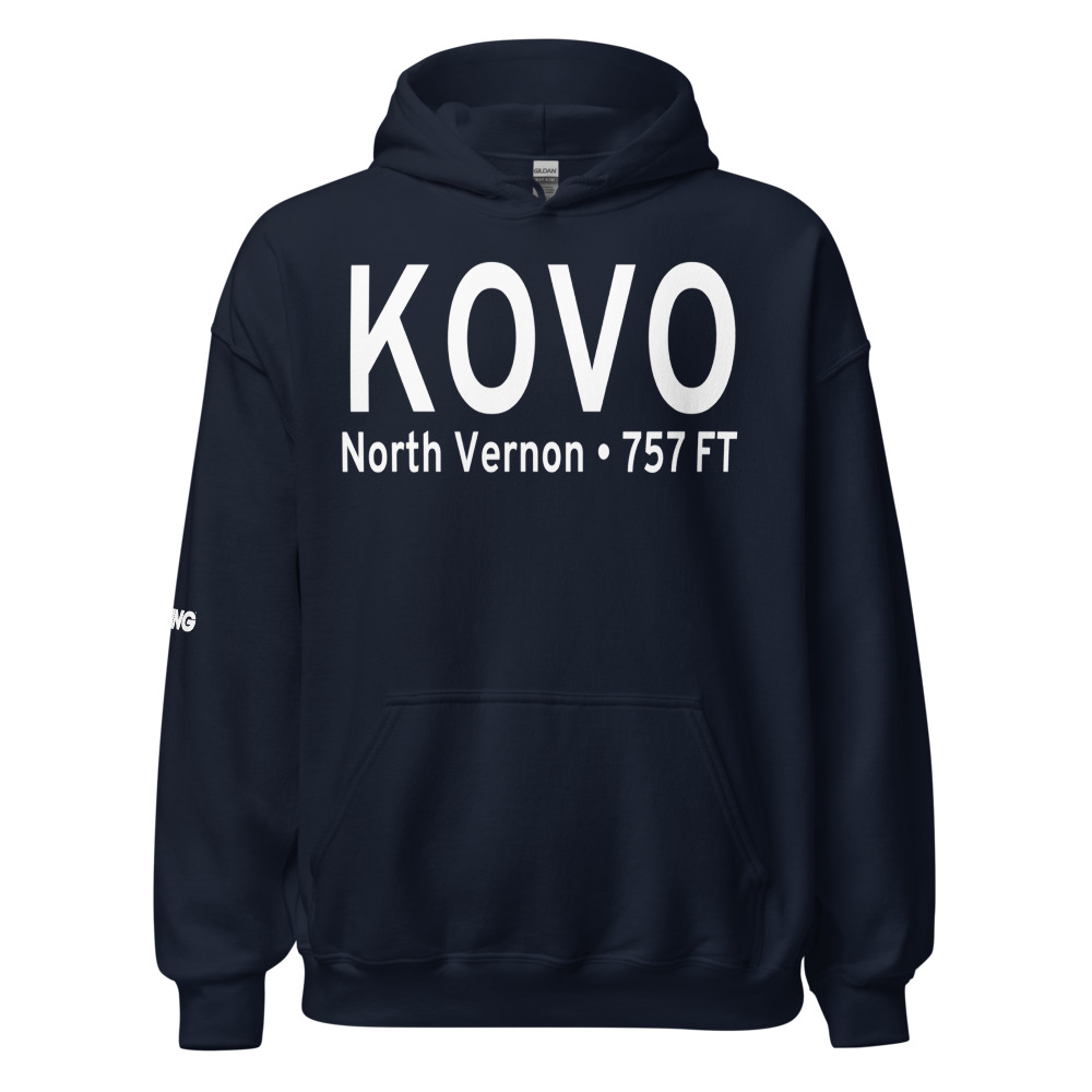North Vernon Airport (KOVO) ICAO Hoodie Sweatshirt 