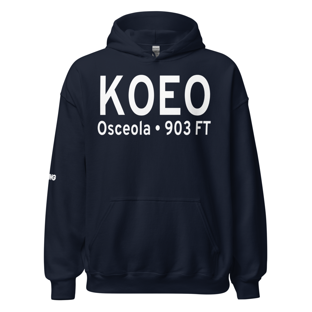 L O Simenstad Municipal Airport (KOEO) ICAO Hoodie Sweatshirt 