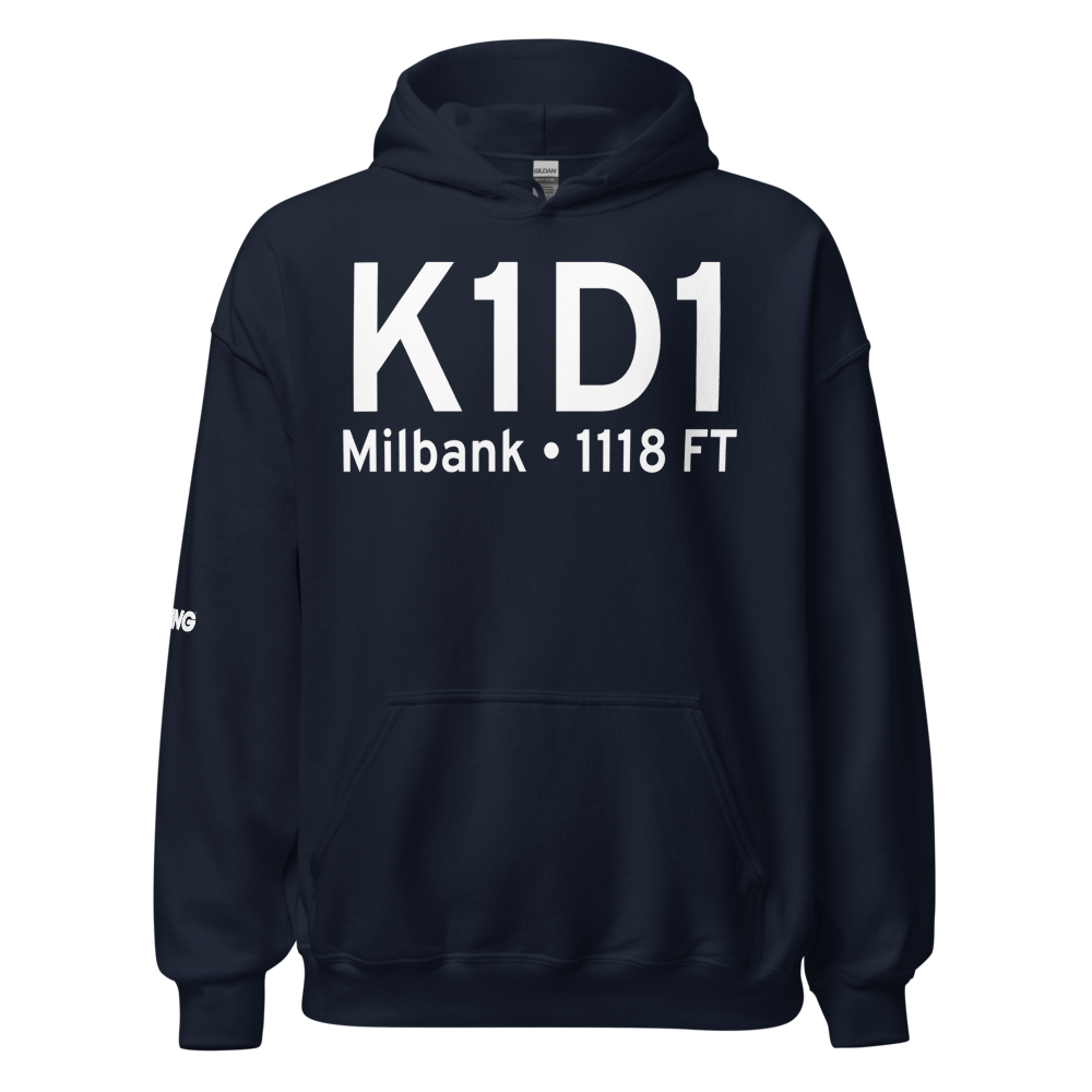 Milbank Municipal Airport (K1D1) ICAO Hoodie Sweatshirt 