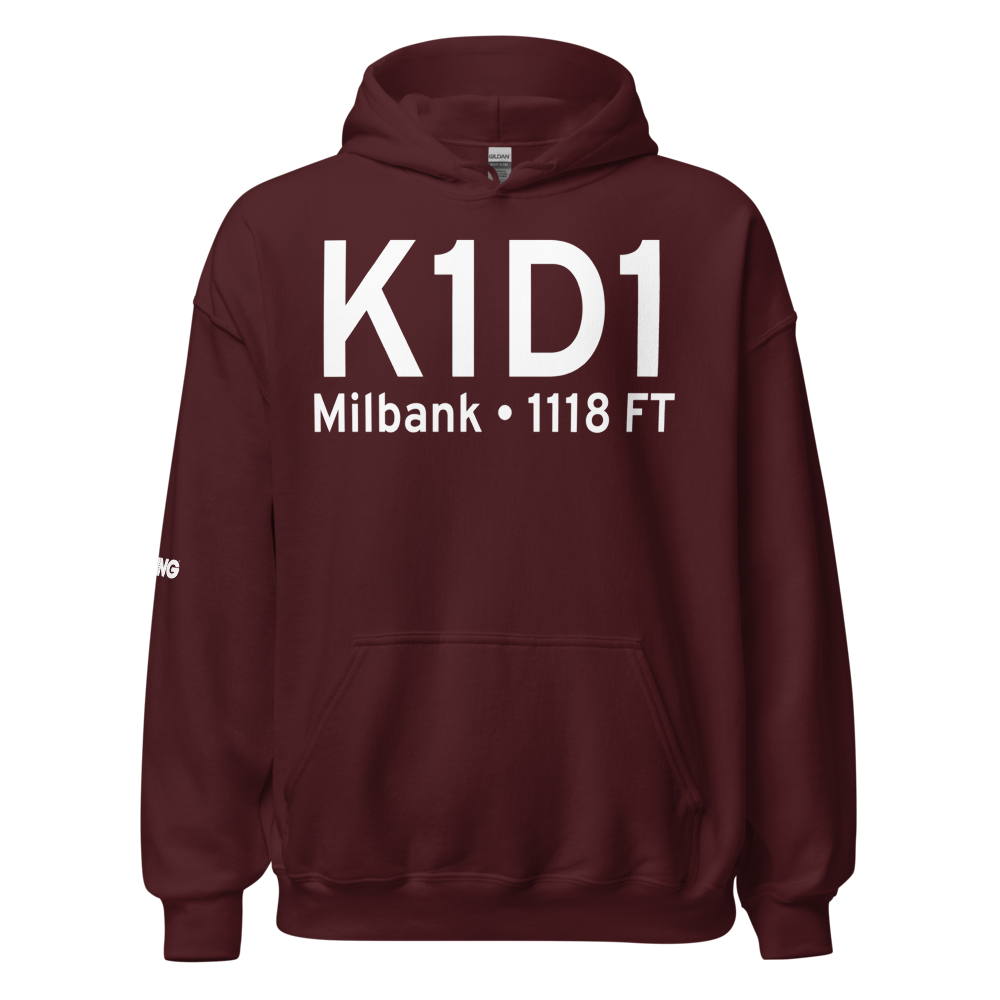 Milbank Municipal Airport (K1D1) ICAO Hoodie Sweatshirt 