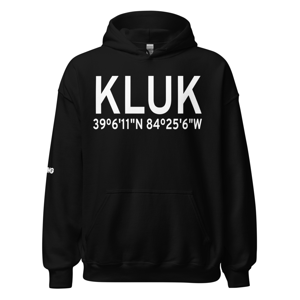Cincinnati Municipal Airport Lunken Field (KLUK) ICAO Hoodie Sweatshirt 