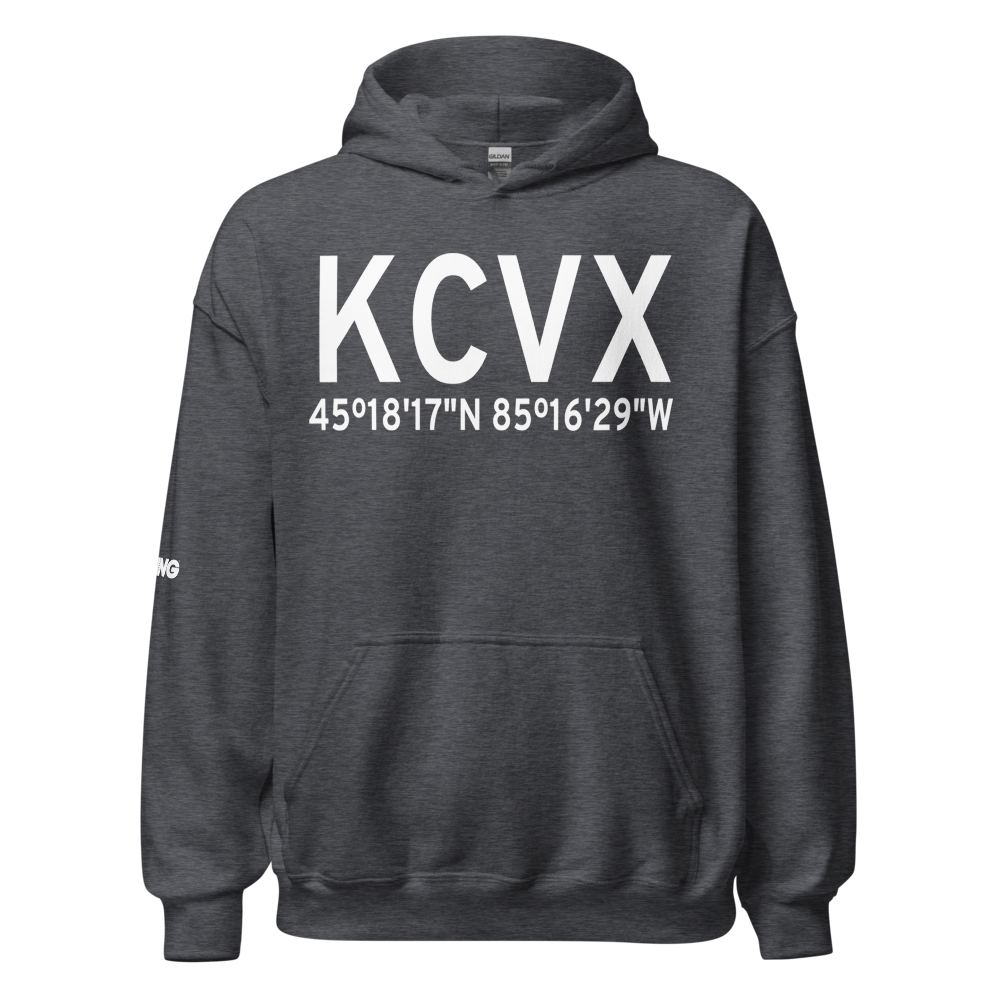 Charlevoix Municipal Airport (KCVX) ICAO Hoodie Sweatshirt 