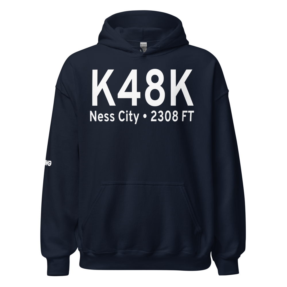 Ness City Municipal Airport (K48K) ICAO Hoodie Sweatshirt 