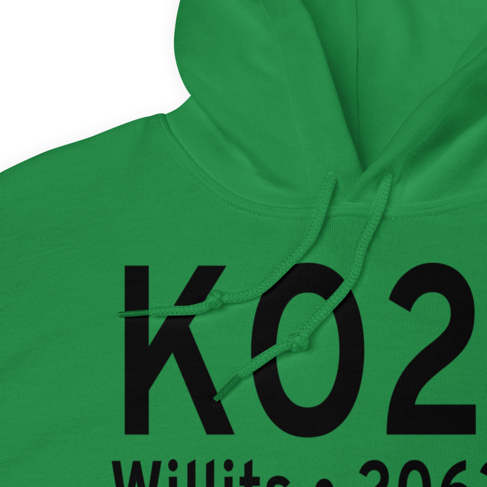 Ells Field Willits Municipal Airport (KO28) ICAO Hoodie Sweatshirt 
