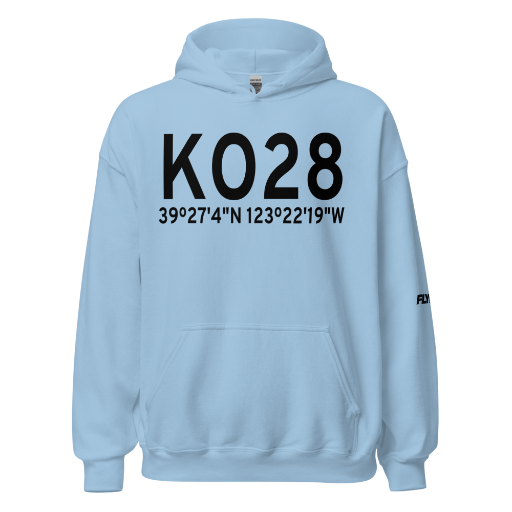 Ells Field Willits Municipal Airport (KO28) ICAO Hoodie Sweatshirt 