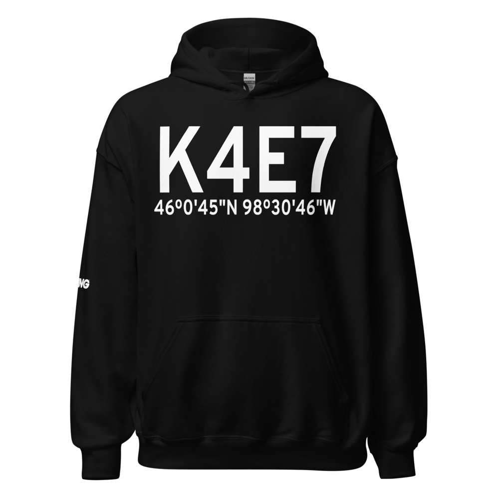Ellendale Municipal Airport (K4E7) ICAO Hoodie Sweatshirt 