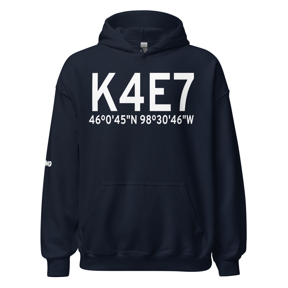 Ellendale Municipal Airport (K4E7) ICAO Hoodie Sweatshirt 