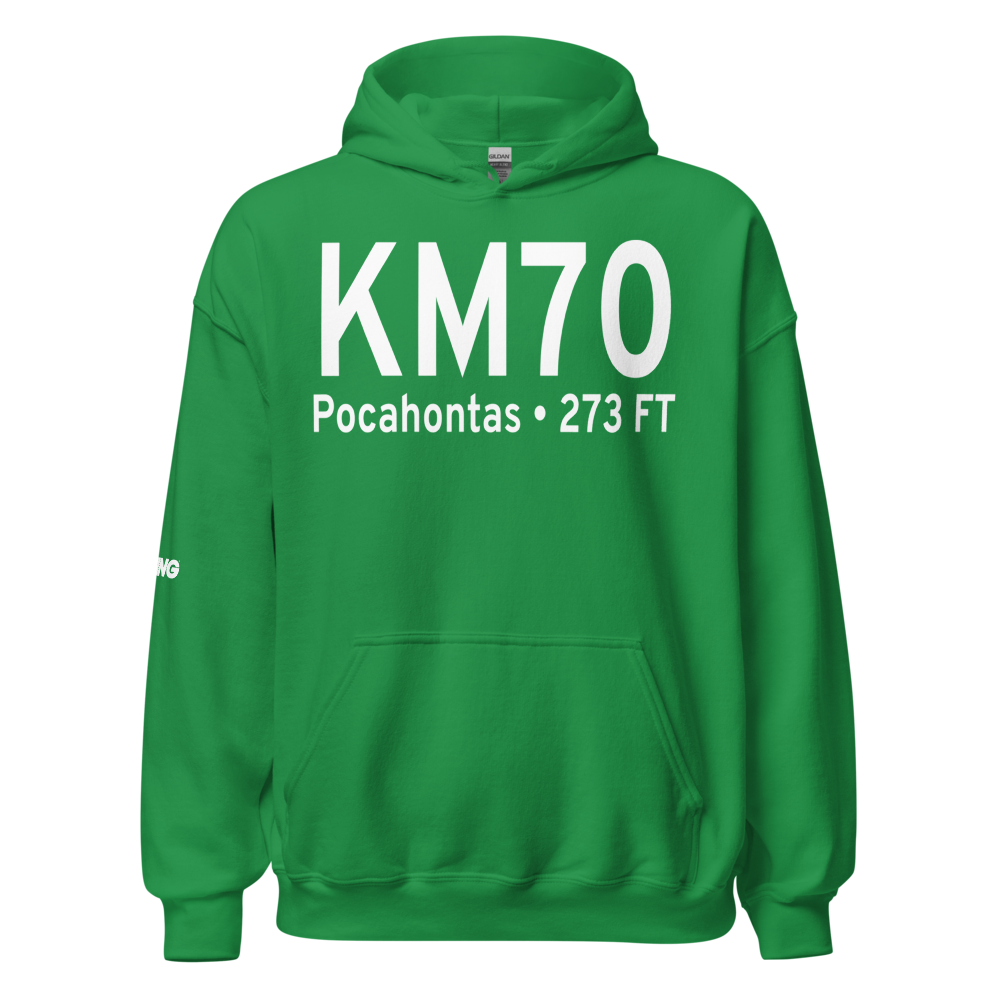 Pocahontas Municipal Airport (KM70) ICAO Hoodie Sweatshirt 