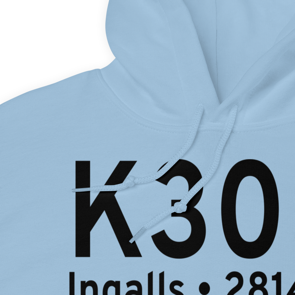 Ingalls Municipal Airport (K30K) ICAO Hoodie Sweatshirt 