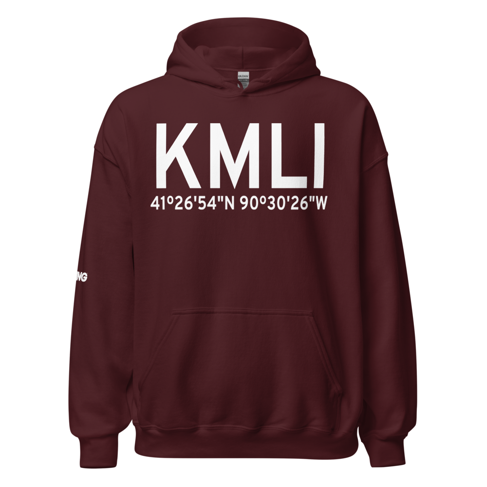 Quad City International Airport (KMLI) ICAO Hoodie Sweatshirt 